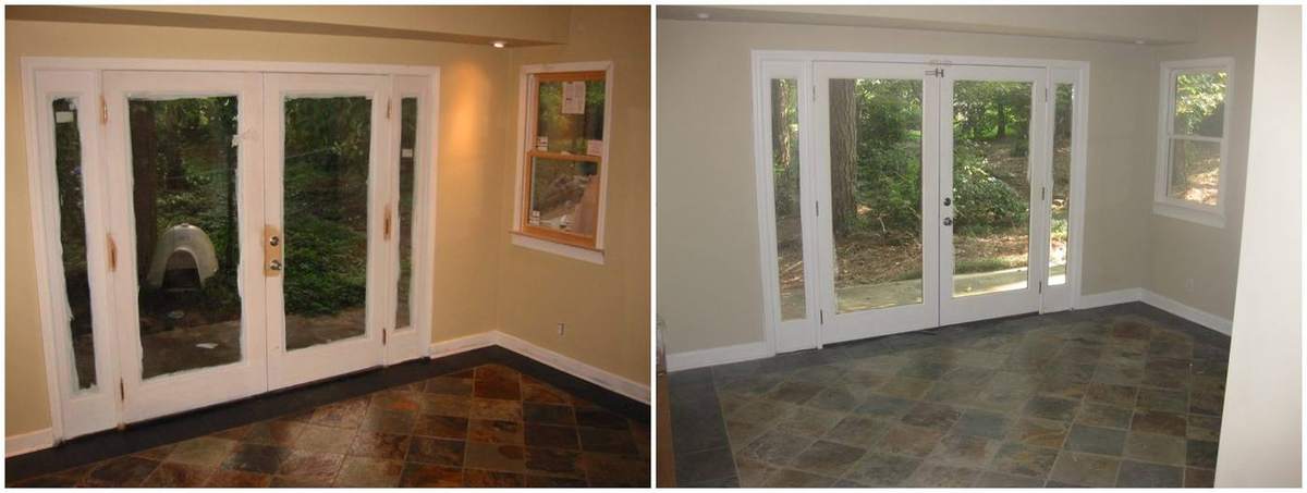 Before and after: Pine Ranch Living room (French doors)