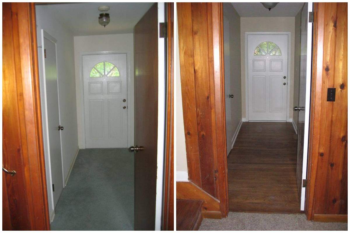 Before and after: Brick Carport House Front hallway